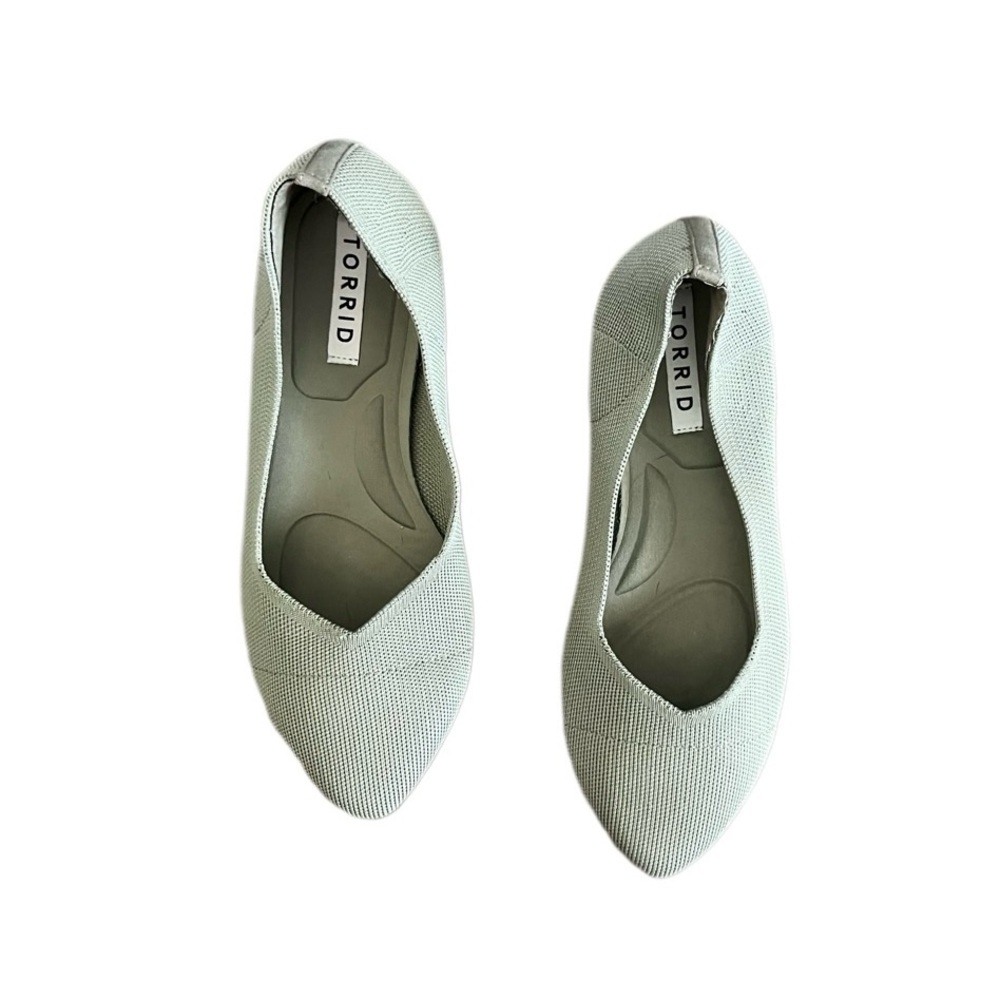 Torrid Flats Women’s 7WW Extra Wide Pointed Toe Knit Ballet Flats Sage Green